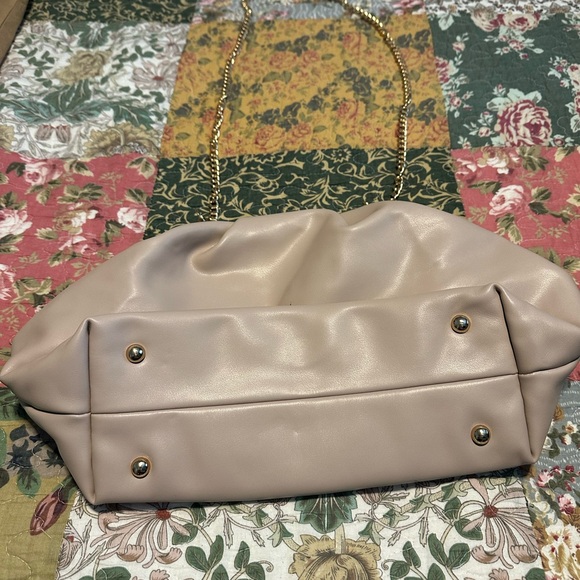 NY&Company Tan Faux Leather Purse. Gold Removal Chain Strap. - Picture 3 of 6
